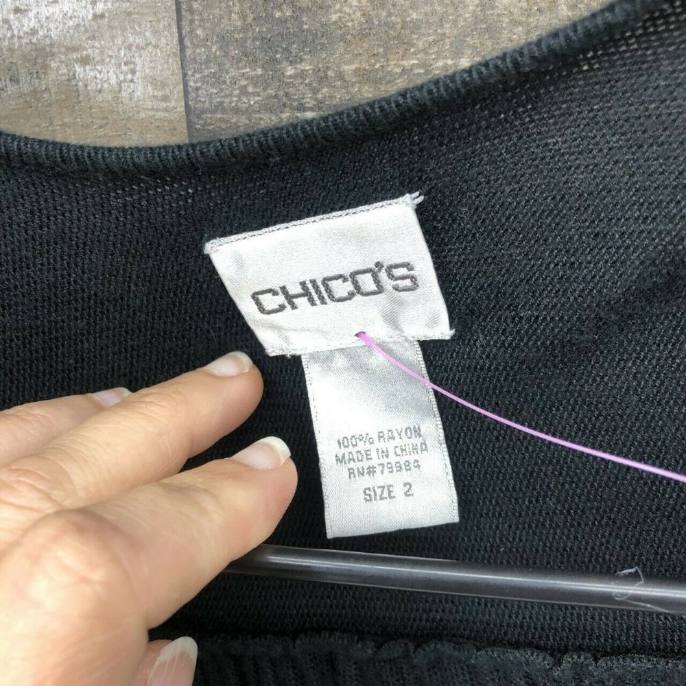 Chico's Open Front Wide Sleeve Sweater Size 2/L/12 - Picture 5 of 6